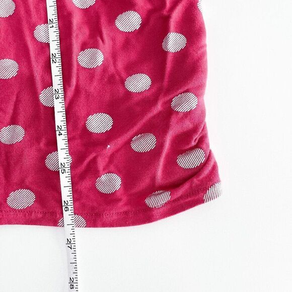 Lane Bryant Women's Polka Dot Ruched Short Sleeve Blouse Pink Silver Size 18/20 - Picture 7 of 7